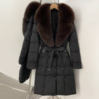 OFTBUY New Winter Real Fox Fur Long Clothes Women Belt Thickened Warm Natural Fur Duck Down Female Luxury Fashion Puffer Jacket