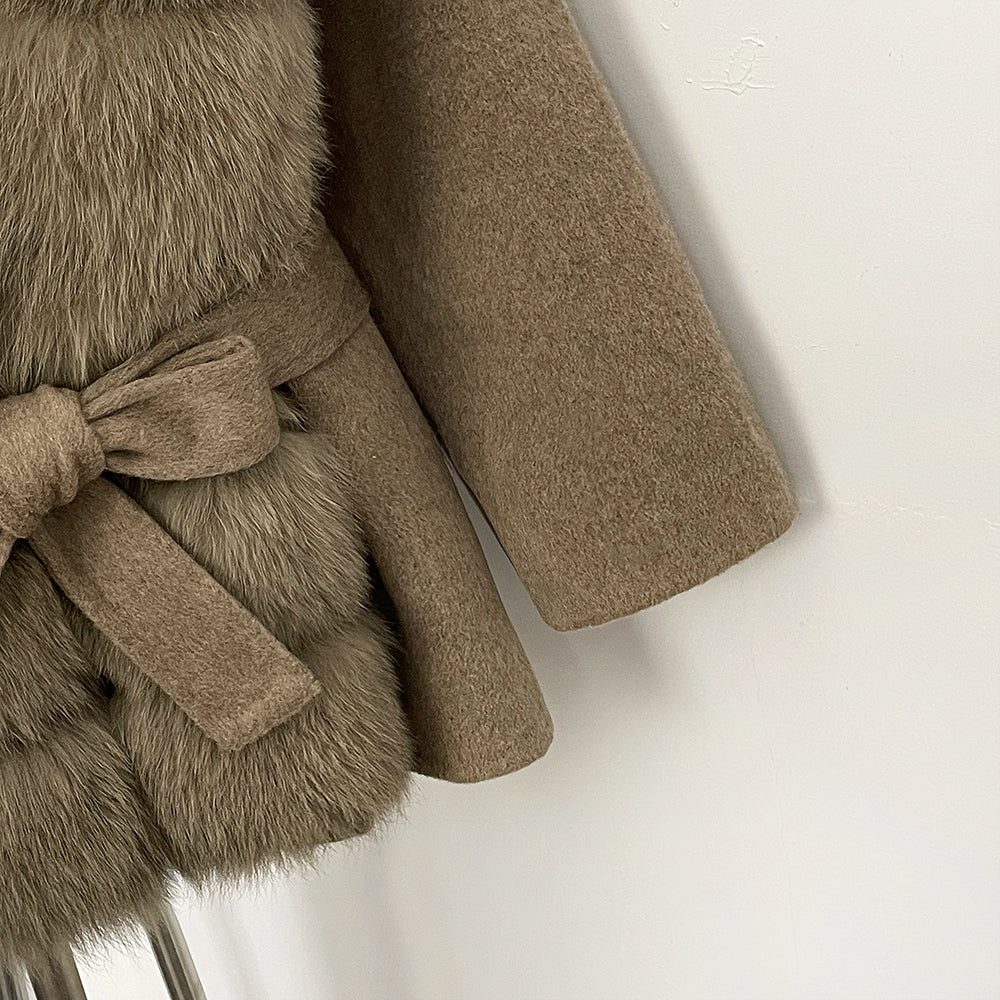 OFTBUY New Autumn Winter Top Clothes Women Luxury Natural Fox Fur Woolen Jacket Female Thick Warm Real Fur Cashmere Wool Coat