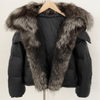 OFTBUY Ultra-Luxury 90% Duck Down Puffer Jacket with Oversized Real Fox & Raccoon Fur Collar