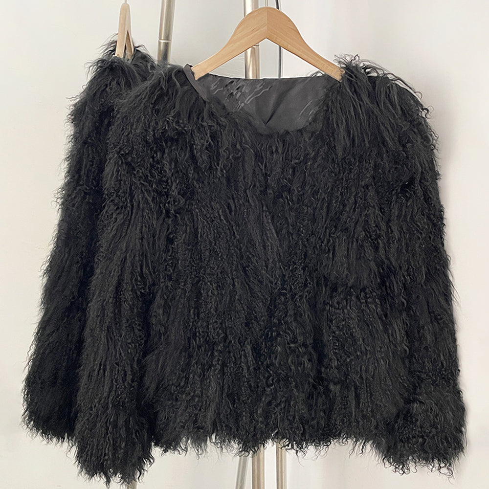 OFTBUY Warm Thick New Autumn Winter Luxury Outerwear Women's Camel Real Mongolian Sheep Fur Coat Curly Natural Fur Jacket Female