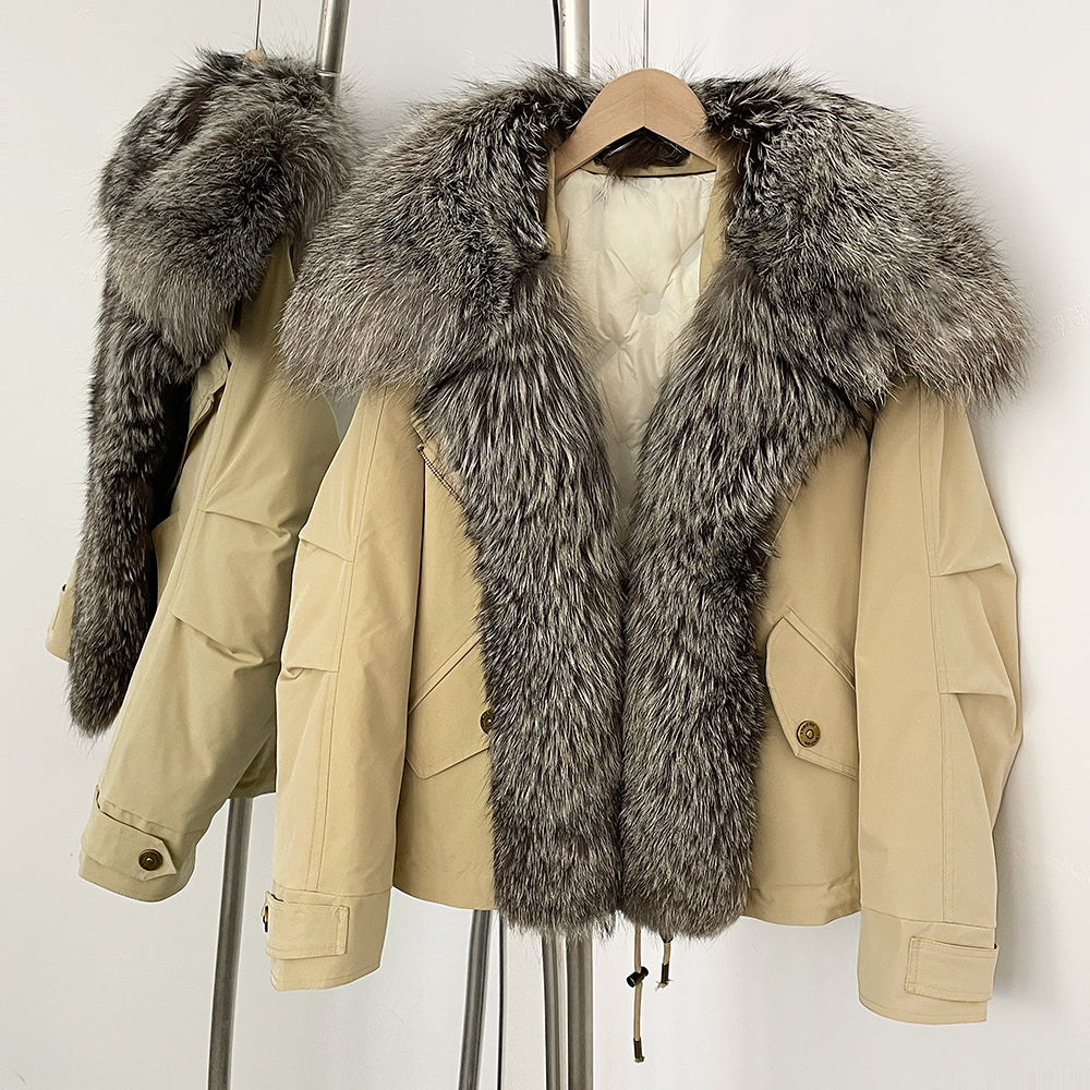 OFTBUY Warm Big Natural Fox Fur Collar Down Coat New Autumn Winter Clothing Women Waterproof Safai Real Fur Puffer Jacket Female