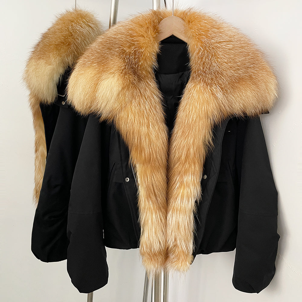 OFTBUY New Winter Warm Thickened Clothing Female Natural Fur Puffer Jacket Women's Dcuk Down Coat with Big Real Fox Fur Collar