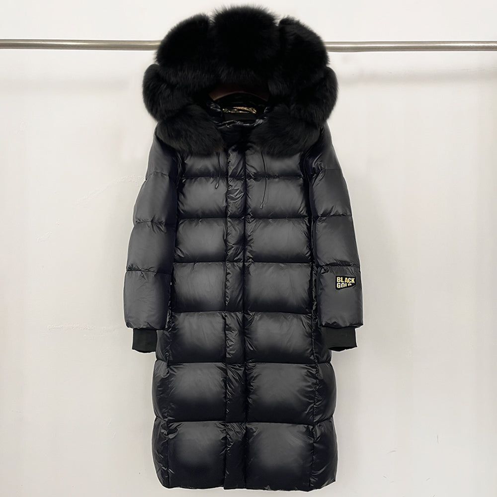 OFTBUY Natural Fox Fur Coat New Winter Clothes Women Fashion Long Hooded White Duck Down Overcoat Real Fur Puffer Jacket Female