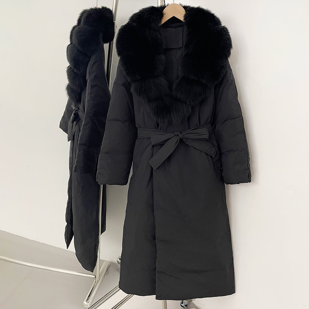 OFTBUY Real Fox Fur Collar Fluffy Puffer Jacket Female New Long Winter Down Clothing Women Thickened Warm White Duck Down Coat