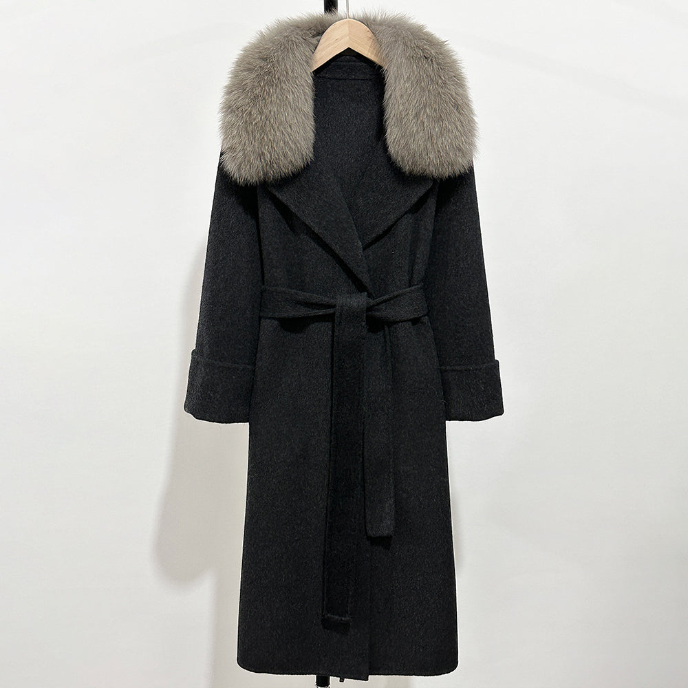 OFTBUY New Autumn Winter Long Clothing Women Natural Fur Woolen Jaket Female Fashion Warm Wool Coat with Real Fox Fur Collar