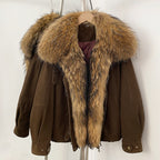 OFTBUY Loose Real Fox Fur Puffer Jacket Lady 100% Cotton Natural Fur Duck Down Coat Female New Winter Thick Warm Clothes Women