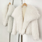 OFTBUY New Autumn Winter Clothes Women Fashion Big Collar Artificial Mongolia Sheep Fur Jacket Luxury Faux Fur Coat Fake Fur Overcoat