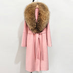 OFTBUY New Autumn Winter Top Clothes Female Long Big Real Fox Fur Collar Woolen Jacket Women Fashion Warm Cashmere Wool Coat