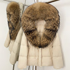 OFTBUY Big Real Fox Fur Collar Duck Down Coat Female New Winter Hooded Warm Down Clothes Women Natural Raccoon Fur Puffer Jacket