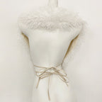 OFTBUY Women's Faux Mongolian Fur Vest Open Front Fluffy Faux Fur Waistcoat with Back Tie New Autumn Winter Outerwear Female
