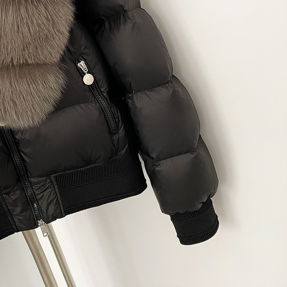 OFTBUY Real Fox Fur Collar Puffer Jacket Female New Winter Top Fluffy Clothing Thick Warm Natural Fur White Duck Down Coat Women