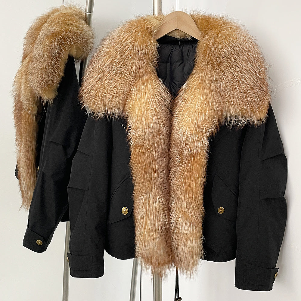 OFTBUY Warm Big Natural Fox Fur Collar Down Coat New Autumn Winter Clothing Women Waterproof Safai Real Fur Puffer Jacket Female