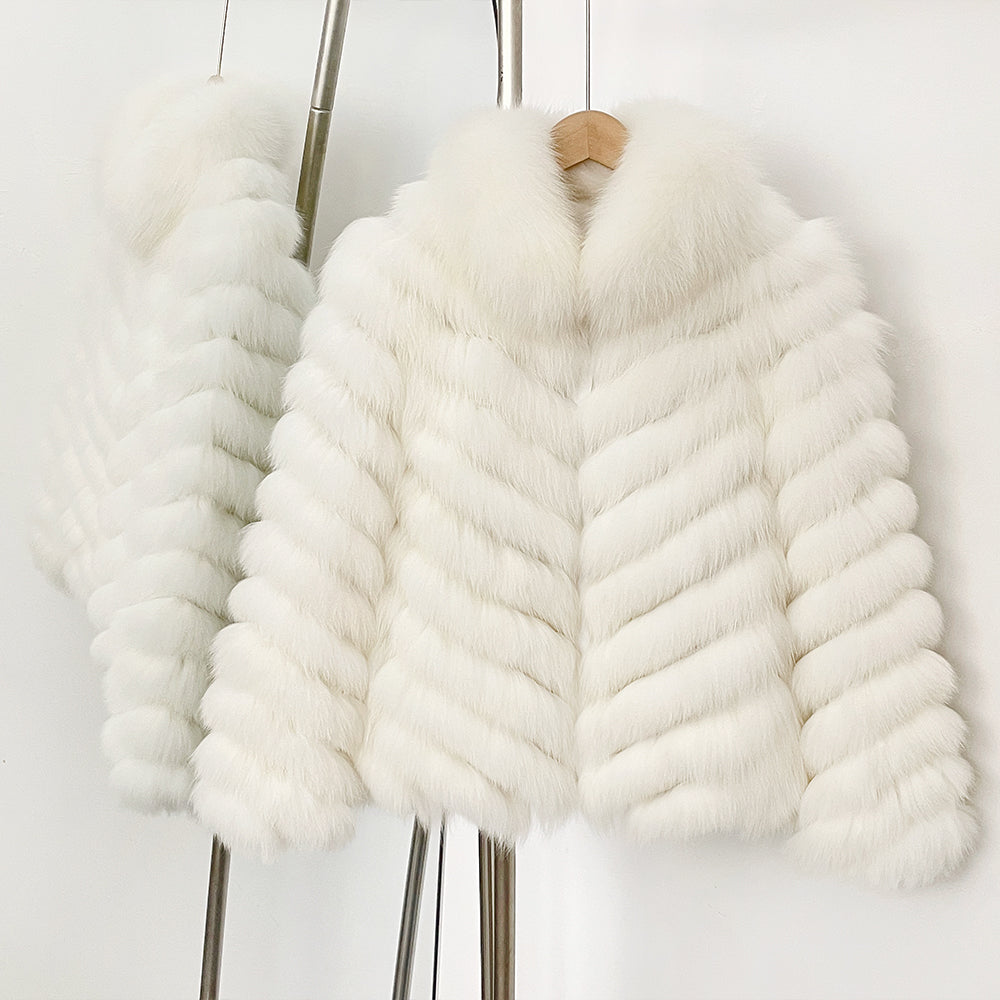 OFTBUY 2-in-1 Reversible Luxury Jacket - 100% Real Fox Fur Coat & Windproof Winter Parka