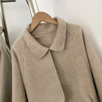 OFTBUY New Women's Double-Faced Wool Coat with Real Fox Fur Cuffs Lapel Collar Coat Design Warm Winter Elegant Fashion Outerwear