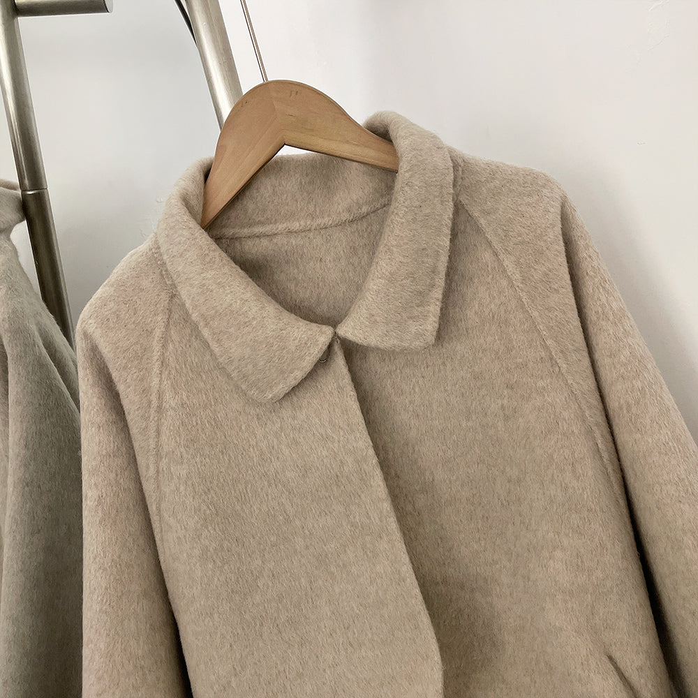 OFTBUY New Women's Double-Faced Wool Coat with Real Fox Fur Cuffs Lapel Collar Coat Design Warm Winter Elegant Fashion Outerwear