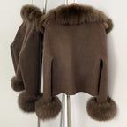 OFTBUY Woolen Jacket New Women's Short Double-Faced Wool Coat with Real Fox Fur Pockets Luxury Warm Winter Fashion Outerwear