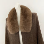 OFTBUY New Women's 100% Wool Knit Cape Coat with Real Fox Fur Collar Tassel Trim Warm Winter Elegant Outerwear Sweater Female