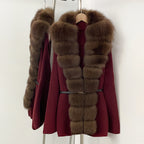 OFTBUY Metal Belt Knit Warm Winter Luxury Fashion Outerwear Sweater Cardigan New Women's Knit Coat with Full Real Fox Fur Front