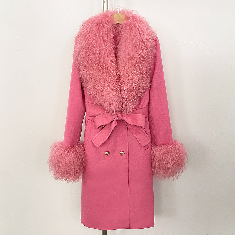 OFTBUY Fashion Natural Mongolia Sheep Fur Wool Jacket New Autumn Winter Clothes Women Lady Warm Long Real Fur Woolen Coat Female