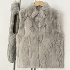 OFTBUY Women's Real Rex Rabbit Fur Hooded Coat Short Zipper Natural Fur Jacket Female New Autumn Winter Fashion Luxury Outerwear