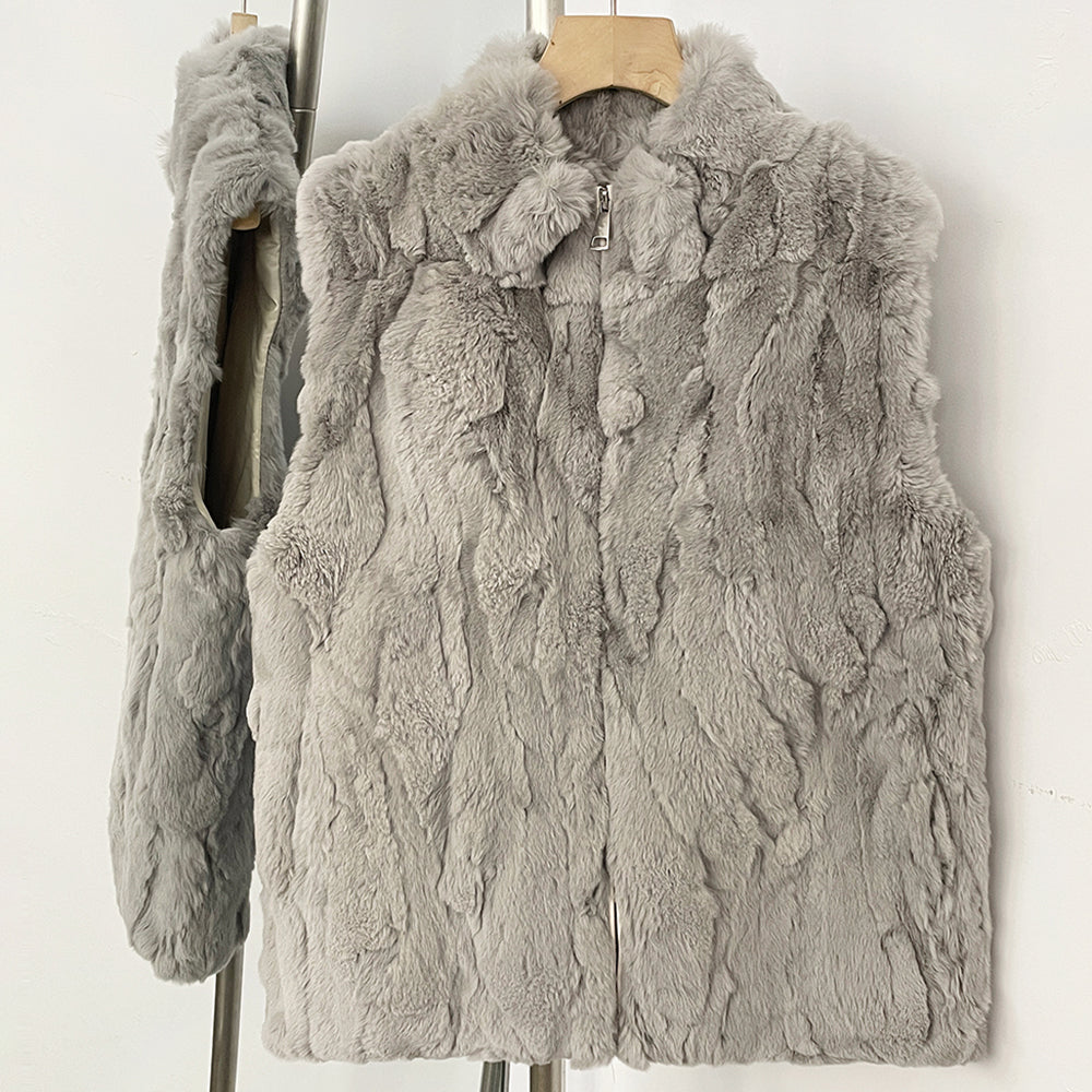 OFTBUY Women's Real Rex Rabbit Fur Hooded Coat Short Zipper Natural Fur Jacket Female New Autumn Winter Fashion Luxury Outerwear