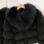 OFTBUY Fluffy Natural Fox Fur Coat Female New Autumn Winter Thickened Warm Clothes Women Long Sleeves Short Real Fur Jacket Lady