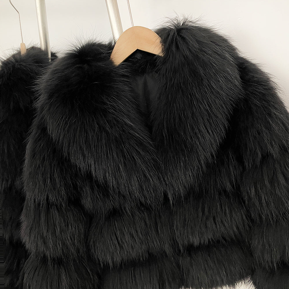 OFTBUY Fluffy Natural Fox Fur Coat Female New Autumn Winter Thickened Warm Clothes Women Long Sleeves Short Real Fur Jacket Lady