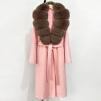 OFTBUY New Autumn Winter Top Clothes Female Long Big Real Fox Fur Collar Woolen Jacket Women Fashion Warm Cashmere Wool Coat