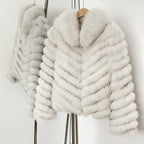 OFTBUY 2-in-1 Reversible Luxury Jacket - 100% Real Fox Fur Coat & Windproof Winter Parka