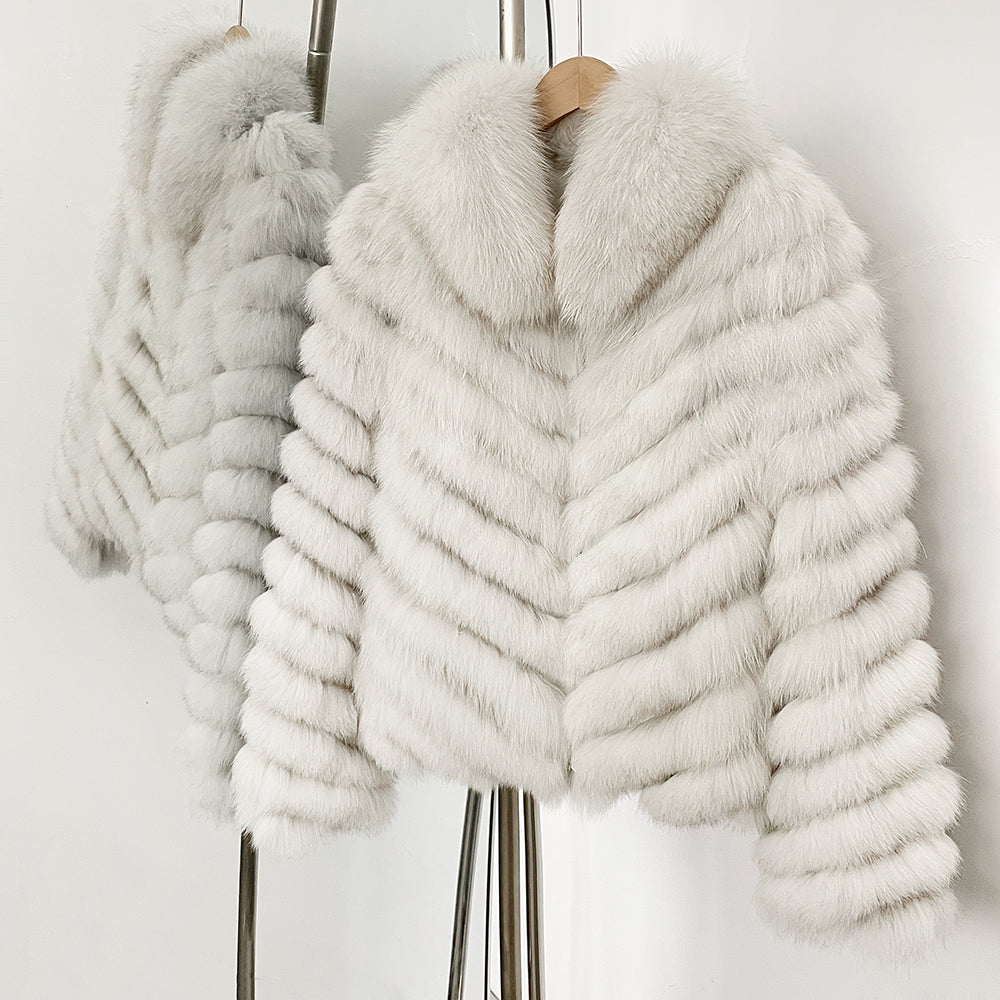 OFTBUY 2-in-1 Reversible Luxury Jacket - 100% Real Fox Fur Coat & Windproof Winter Parka