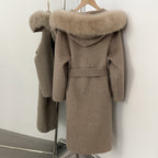 OFTBUY Long Hooded Real Fox Fur Wool Jacket Women New Autumn Winter Woolen Clothes Female Fashion Warm Natural Fur Woolen Coat