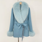OFTBUY Short Real Fox Fur Wool Coat New Autumn Winter Clothes Women Fashion Natural Fur Woolen Jacket Female Tassel Overcoat