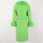 OFTBUY Winter Jacket Women Long Natural Wool Blends Cashmere Real Fur Coat Double Breasted Belt Warm Streetwear New Fashion
