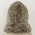 OFTBUY Thick Warm Windproof Natural Rabbit Fur Hat with Scarf Women New Winter Cute Cycling Cap Child Fluffy Rea Fur Neckerchief