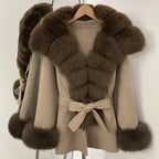 OFTBUY Luxury Real Fox Fur 100% Wool Coat Female New Autumn Winter Warm Woolen Clothes Women Long Sleeves Cashmere Woolen Jacket