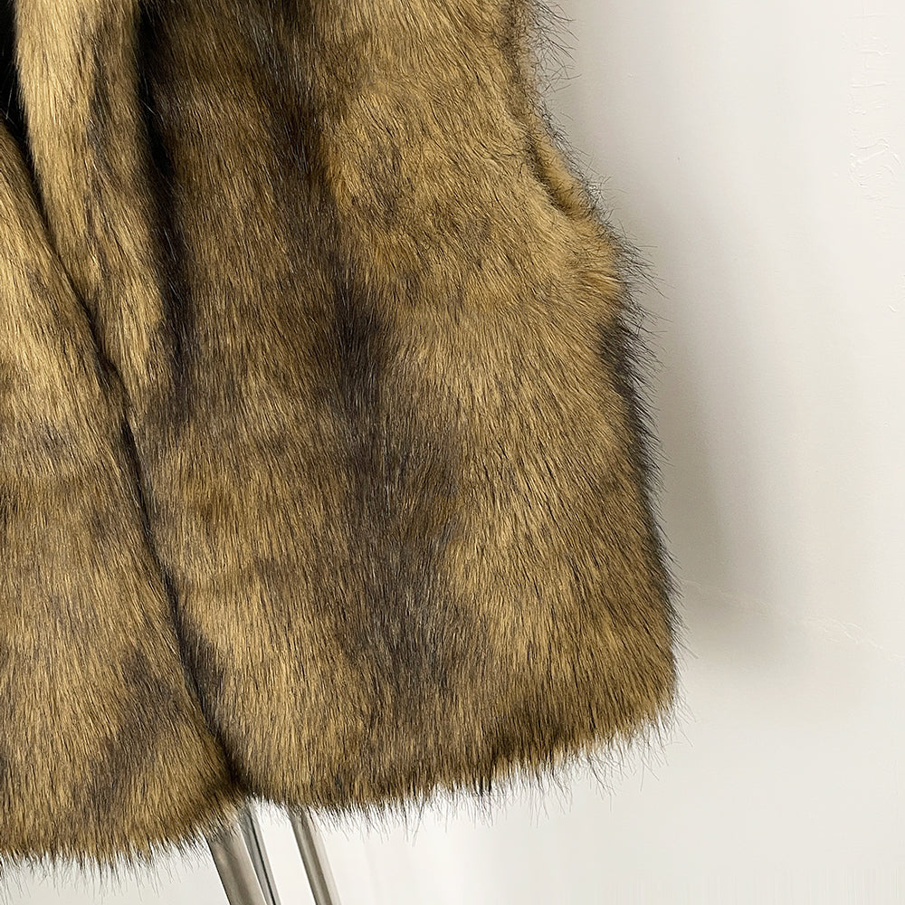 OFTBUY Factory Faux Fur Waistcoat Female New Winter Sleeveless Fake Fur Clothes Women Warm Thick Artificial Raccoon Fur Vest Coat