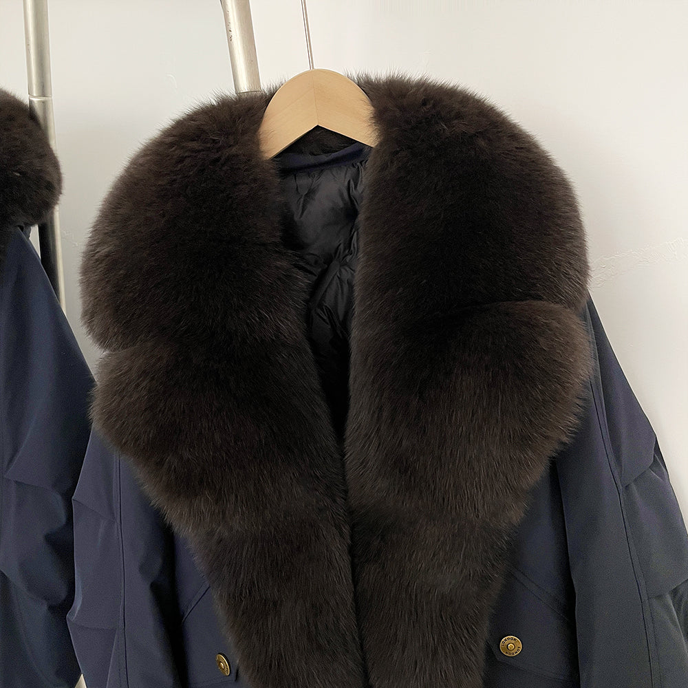OFTBUY Down Jacket Women Real Fox Fur Collar Autumn Winter White Duck Down Coat Warm Puffer Jacket Female Waterproof  Feathers