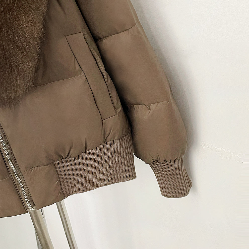 OFTBUY Zipper Luxury Warm Winter New Women's Puffer Jacket with Real Fox Fur Collar Fashion Outerwear Duck Down Coat Female