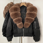 OFTBUY Short Thickened Warm Puffer Jacket Female New Autumn Winter Real Fox Fur Collar Clothes Women Natural Fur Duck Down Coat
