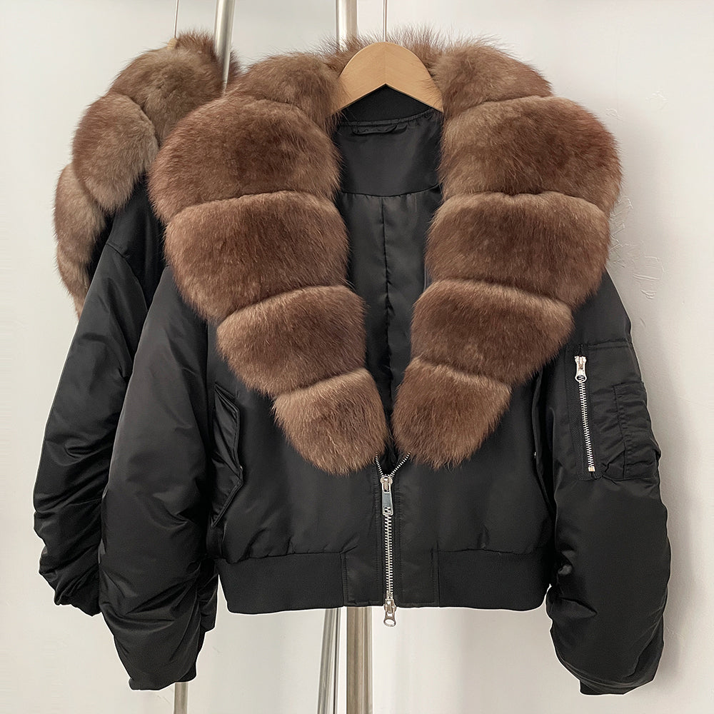 OFTBUY Short Thickened Warm Puffer Jacket Female New Autumn Winter Real Fox Fur Collar Clothes Women Natural Fur Duck Down Coat