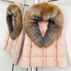 OFTBUY Big Real Fox Fur Collar Duck Down Coat Female New Winter Hooded Warm Down Clothes Women Natural Raccoon Fur Puffer Jacket