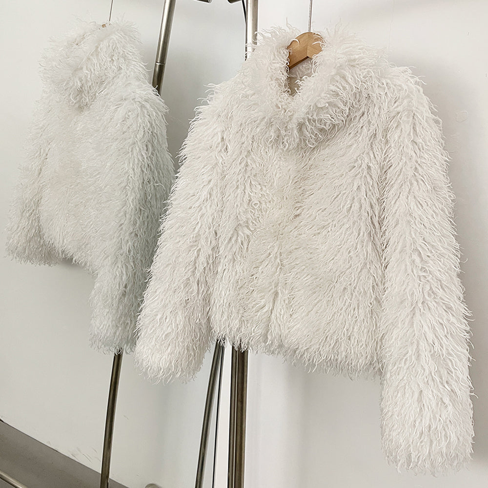 OFTBUY Wholesale Faux Fur Coat Female Artificial Mongolian Sheep Fur Fluffy Jacket Women New Winter Thickened Warm Outerwear Lady