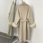 OFTBUY High End Double-sided Wool Strapping Real Wool Fur Coat Women's Removable Cuffs Fox Fur Temperament Cashmere Short Jacket