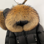 OFTBUY Big Natural Raccoon Fur Fluffy Puffer Jacket Women Knit Cuff Real Fur Collar White Duck Down Coat New Winter Top Clothes