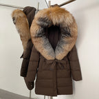 OFTBUY New Winter Genuine Fox Fur Hooded Puffer Coat Women Women's White Duck Down Jacket Outerwear Female Fashion Parkas