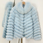 OFTBUY 2-in-1 Reversible Luxury Jacket - 100% Real Fox Fur Coat & Windproof Winter Parka