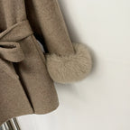OFTBUY Belted Waist Elegant Winter Luxury Woolen Outerwear Female New Women's Wool Coat Large Real Fox Fur Collar and Cuffs