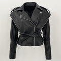 OFTBUY New Autumn Shoulder Leather Jackets Real Sheepskin Jacket Design Biker Leather Jacket Lady Genuine Leather Jacket Women