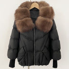 OFTBUY New Autumn Winter Clothes Women Natural Fox Fur Coat Fashion Warm Knit Sleeve Puffer Jacket Real Fur Duck Down Overcoat