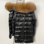 OFTBUY New Hood Collar Luxury Warm Winter Women's Shiny Puffer Jacket with Real Raccoon Fox Fur Outerwear Duck Down Coat Female